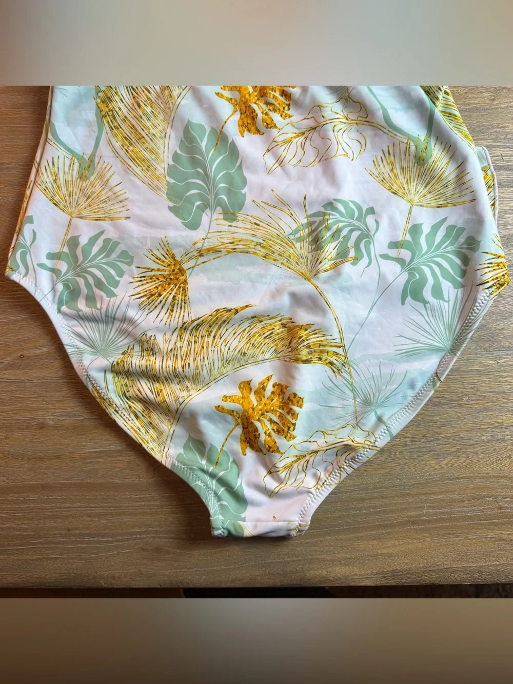 Tropical Leaf One-Piece Swimsuit in Mint & Gold